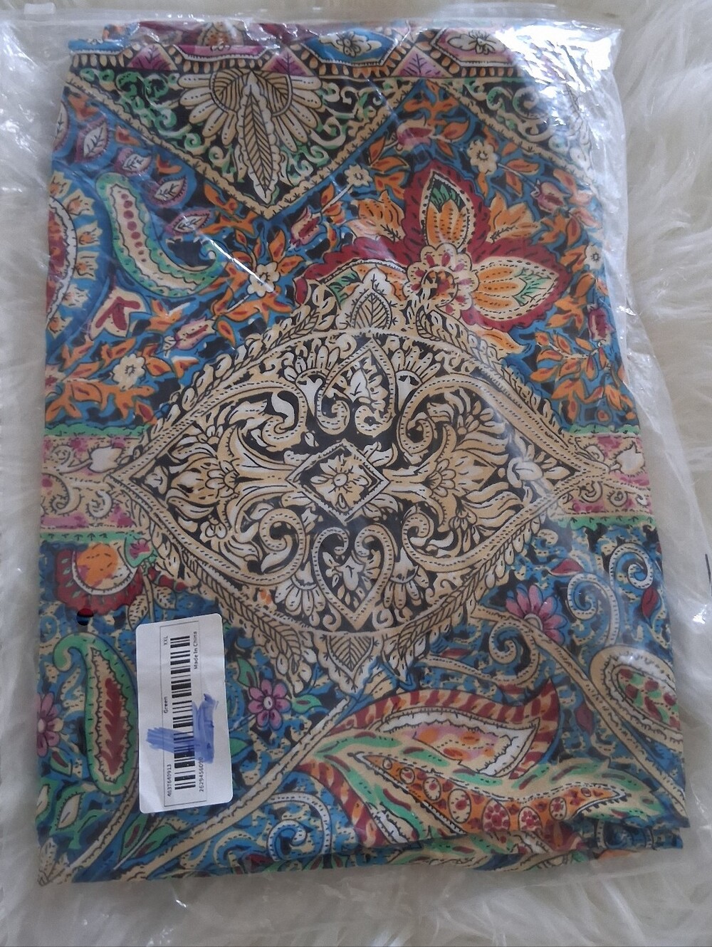 Multicolor Paisley Floral Kimono Top L Boho Open Front Lightweight Layer NIB